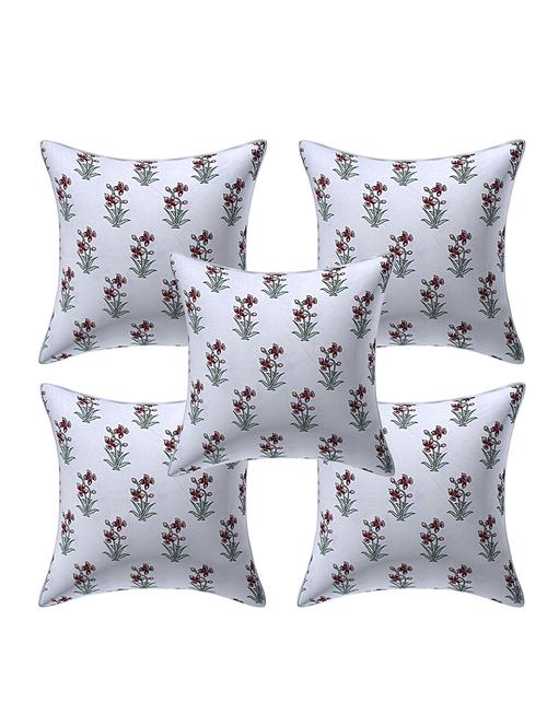 texstylers pure cotton reversible all over print 12x12 inches jaipuri cushion cover, set of 5 - 18048518 - Very Small Image - 1