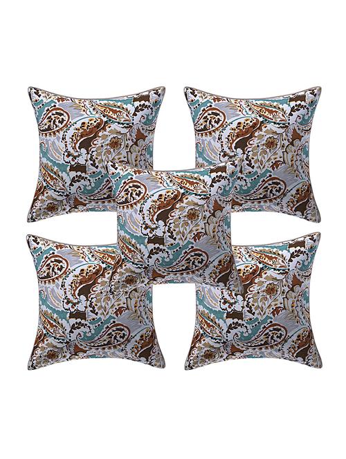 texstylers pure cotton assorted reversible all over print 16x16 inches jaipuri cushion cover, set of 5 - 18048627 - Very Small Image - 1