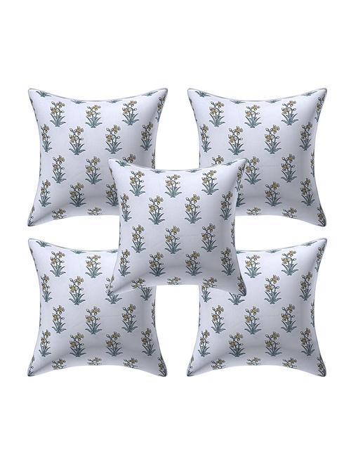 texstylers pure cotton assorted reversible all over print 16x16 inches jaipuri cushion cover, set of 5 - 18048629 - Very Small Image - 1