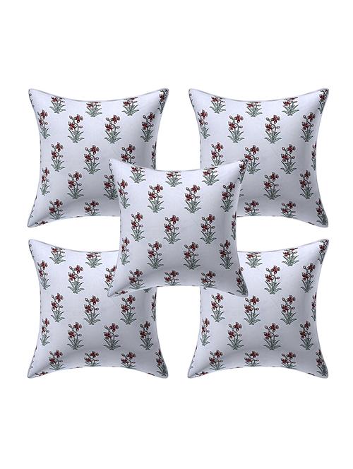 texstylers pure cotton assorted reversible all over print 16x16 inches jaipuri cushion cover, set of 5 - 18048630 - Very Small Image - 1