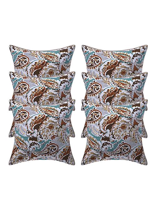 texstylers pure cotton assorted reversible all over print 16x16 inches jaipuri cushion cover, set of 6 - 18048645 - Very Small Image - 1