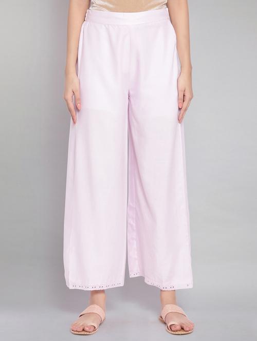 pink solid flared palazzo - 18048906 - Very Small Image - 1