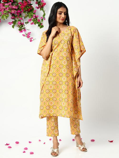 yellow cotton kaftan set - 18049181 - Very Small Image - 1