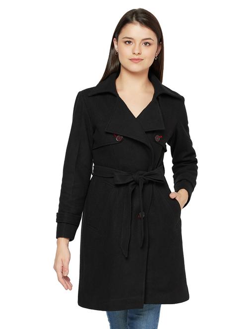 black solid trench/overcoat coat - 18049691 - Very Small Image - 1