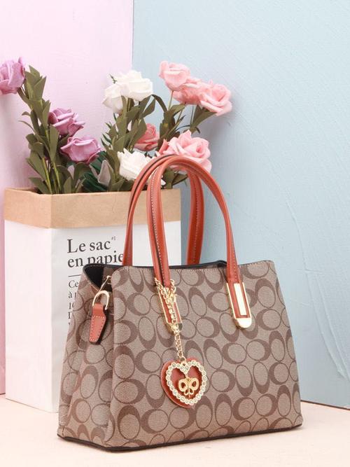 ladies handbag material pu leatherette brown - 18049797 - Very Small Image - 1
