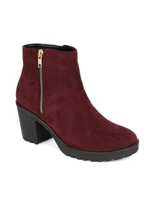 maroon faux leather ankle boots - 18049919 - Very Small Image - 1