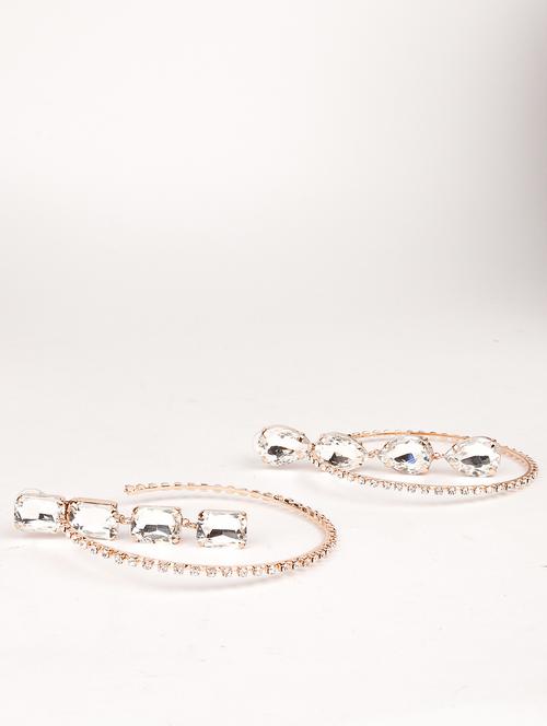 exquisite studded drop-hoop earrings - 18049958 - Very Small Image - 1