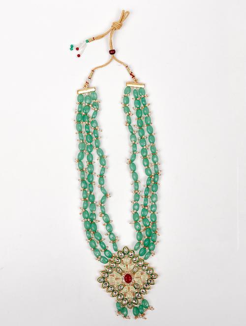 traditional green beaded statement necklace - 18049964 - Very Small Image - 1