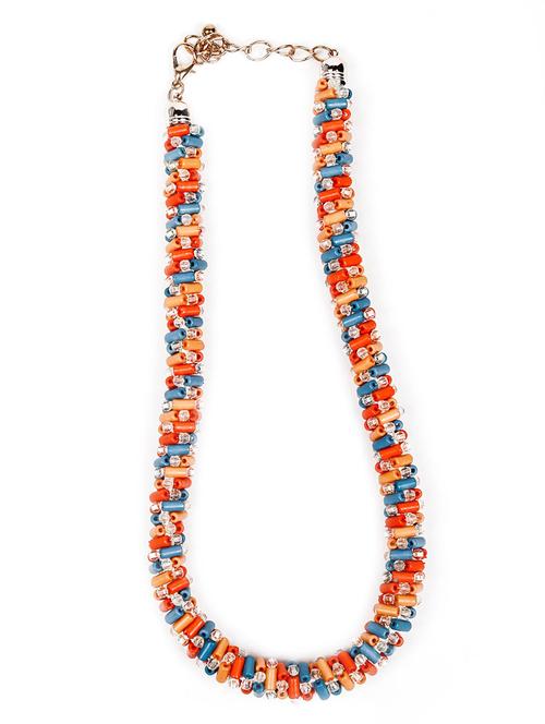 orange and blue beaded necklace - 18049999 - Very Small Image - 1