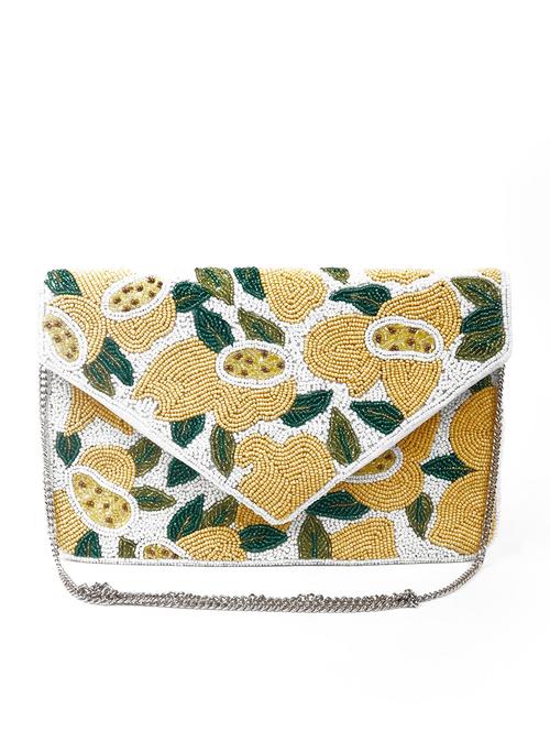 yellow embellished regular sling bag - 18050011 - Very Small Image - 1