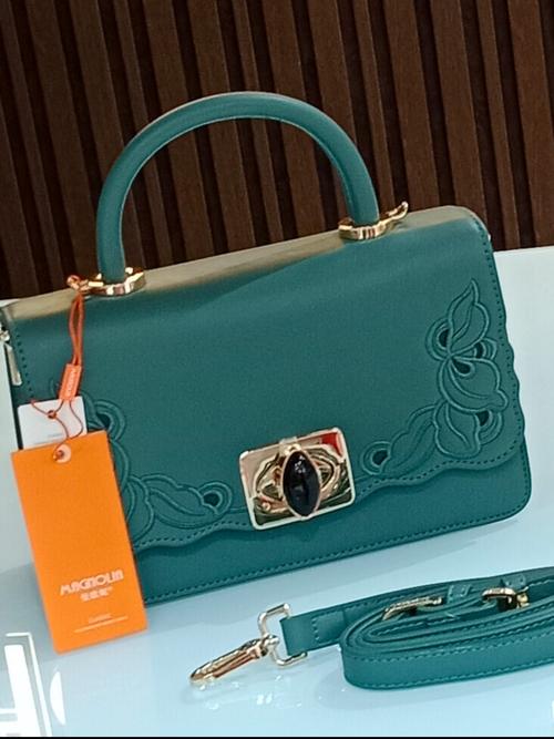 ladies handbag material pu leatherette green - 18050025 - Very Small Image - 1