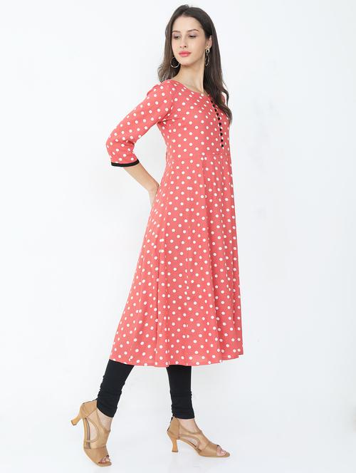 pink rayon anarkali kurta - 18050083 - Very Small Image - 1