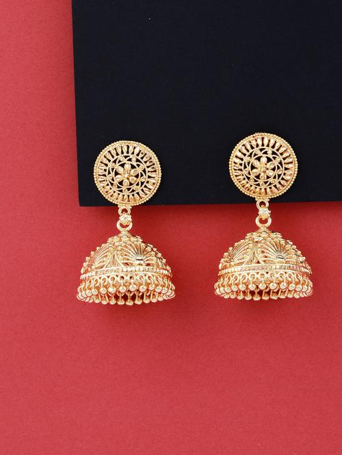 traditional gold plated jhumka earring - 18051116 - Very Small Image - 1