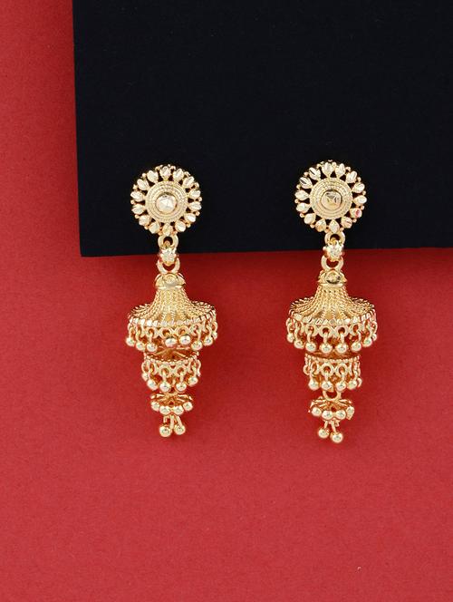 traditional gold plated jhumka earring - 18051121 - Very Small Image - 1