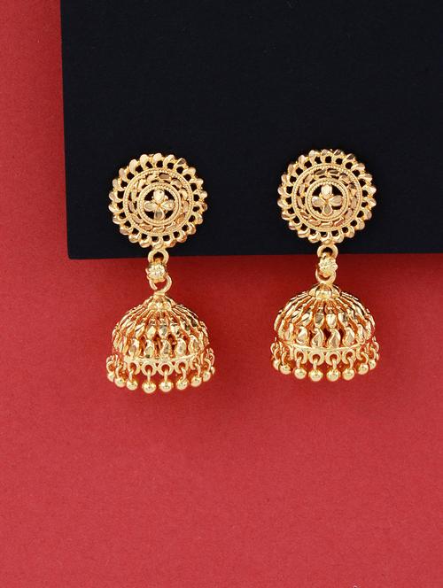 gold plated traditional jhumka earring - 18051127 - Very Small Image - 1