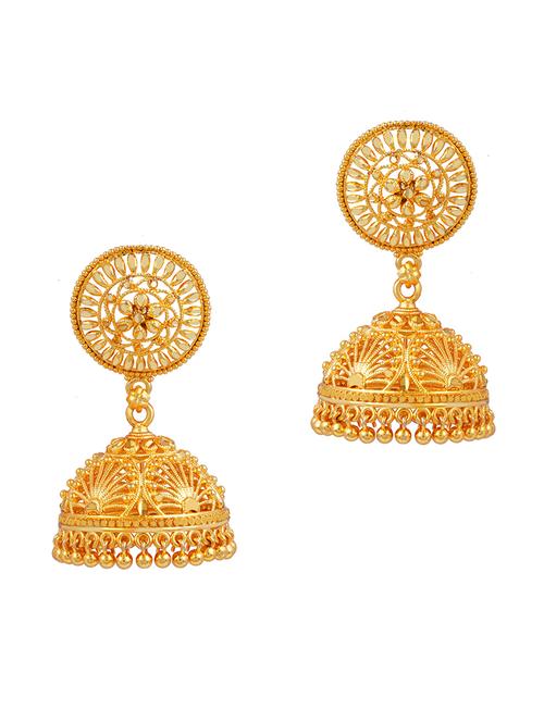 traditional gold plated jhumka earring - 18051255 - Very Small Image - 1