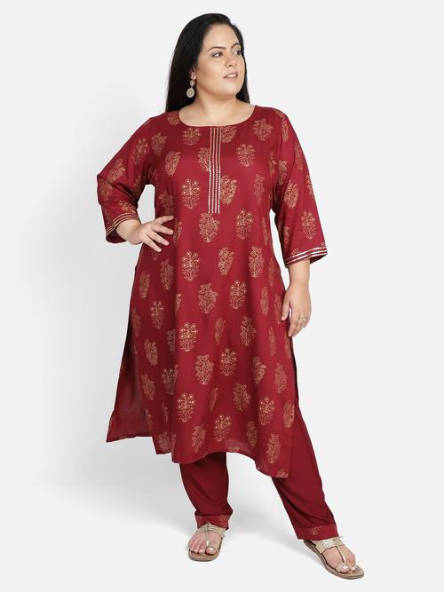plus size women rayon printed kurta - 18051270 - Very Small Image - 1