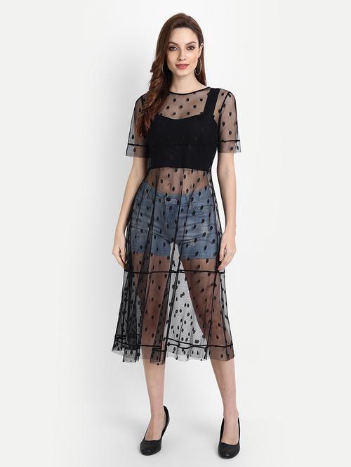 round neck self design tunic - 18051333 - Very Small Image - 1