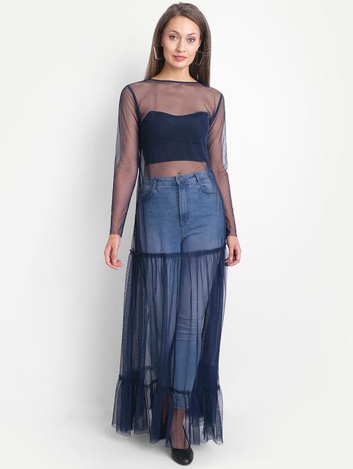 round neck solid maxi tunic - 18051336 - Very Small Image - 1