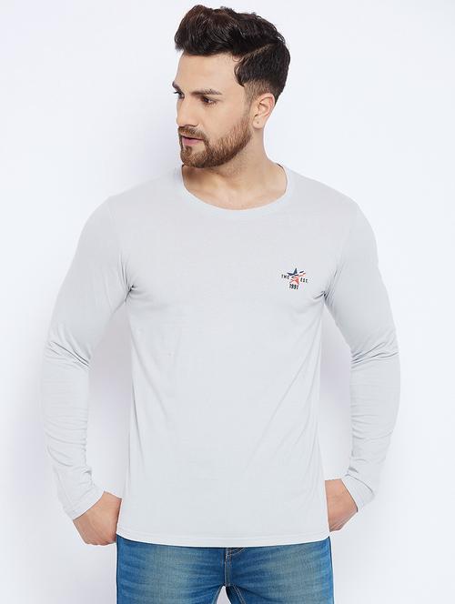 grey chest print t-shirt - 18051361 - Very Small Image - 1