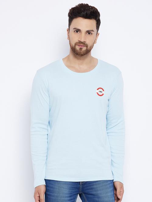 light blue chest print t-shirt - 18051391 - Very Small Image - 1