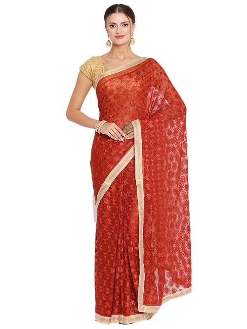 tonal embroidered phulkari saree - 18052175 - Very Small Image - 1