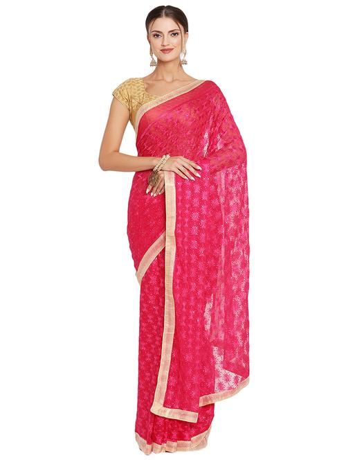 tonal embroidered phulkari saree - 18052181 - Very Small Image - 1