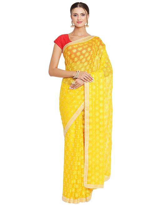 tonal embroidered phulkari saree - 18052185 - Very Small Image - 1