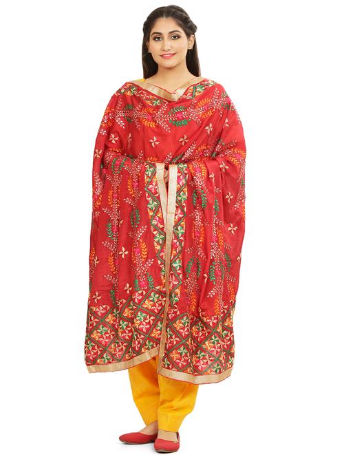 red chiffon dupatta - 18052230 - Very Small Image - 1