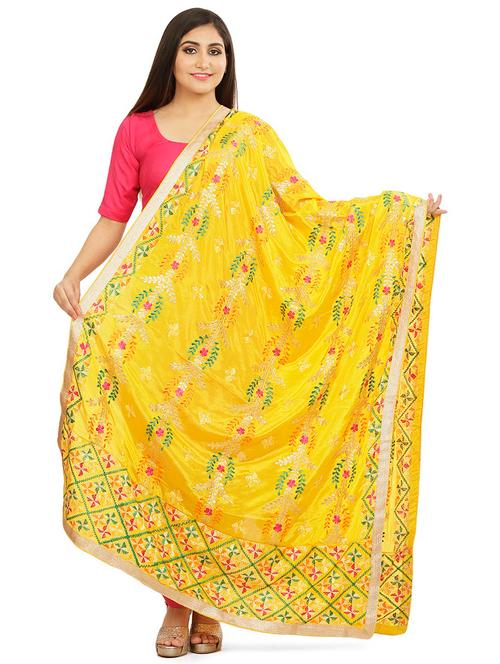 yellow chiffon dupatta - 18052243 - Very Small Image - 1