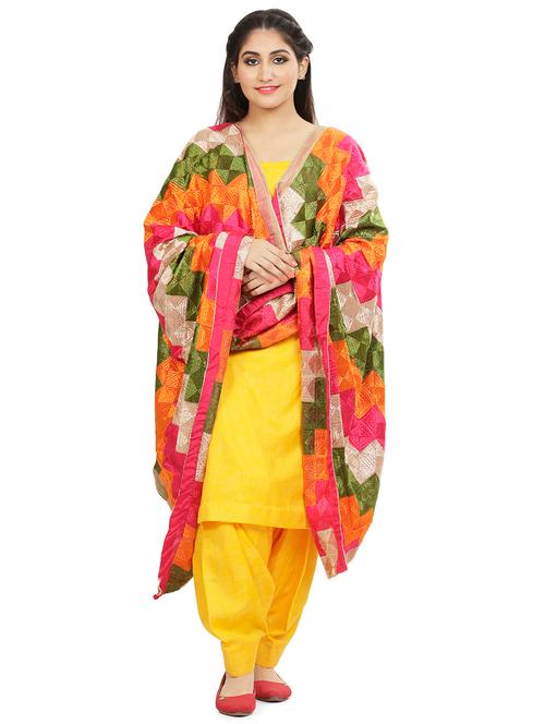 multi colored chiffon dupatta - 18052253 - Very Small Image - 1