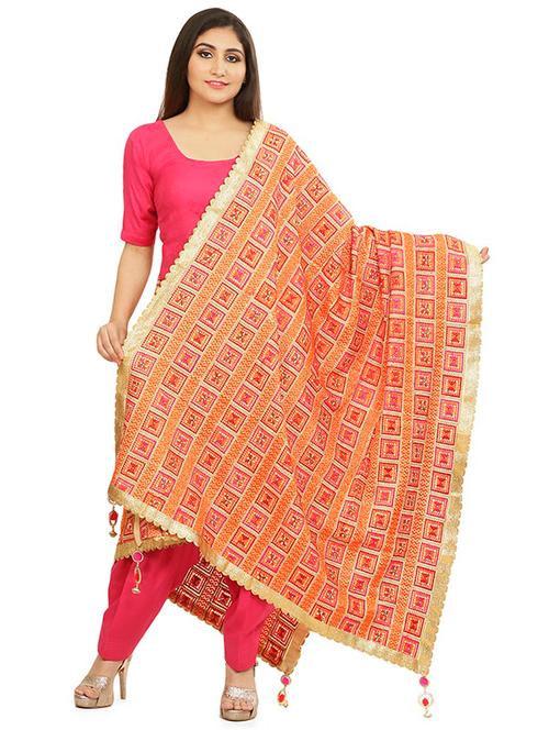 red chiffon dupatta - 18052266 - Very Small Image - 1