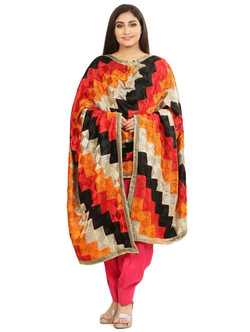 multi colored chiffon dupatta - 18052274 - Very Small Image - 1