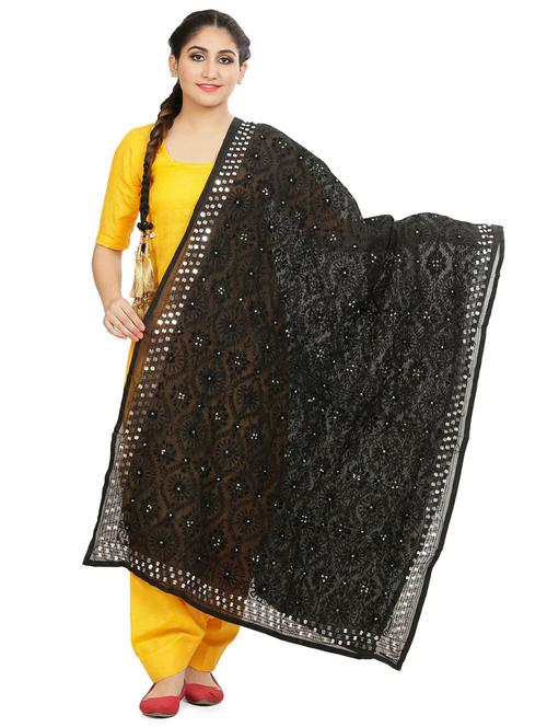 black chanderi dupatta - 18052285 - Very Small Image - 1
