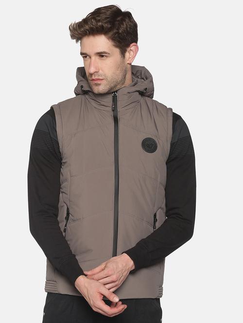 grey solid quilted jacket - 18052392 - Very Small Image - 1
