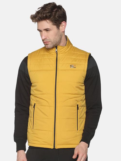 yellow solid quilted jacket - 18052398 - Very Small Image - 1