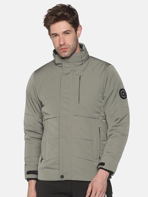grey solid hooded quilted jacket - 18052416 - Very Small Image - 1