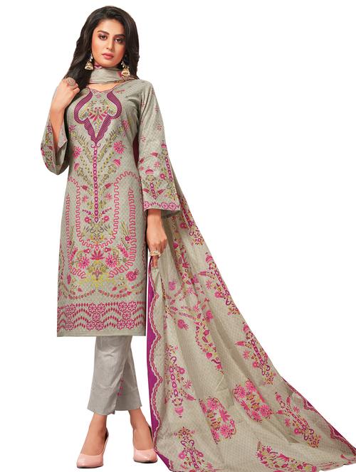 grey cotton kurta pant set - 18052455 - Very Small Image - 1