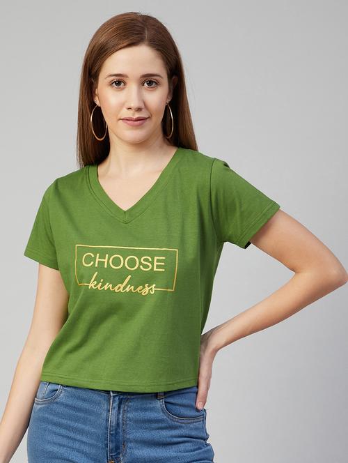 v-neck typography t-shirt - 18052484 - Very Small Image - 1