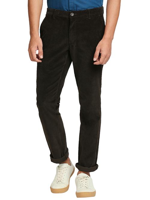 green solid flat front casual trouser - 18052531 - Very Small Image - 1