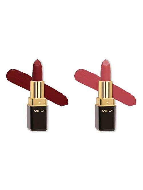 me-on pack of 2 color addict hd matte 8h longlasting lipsticks(4g each) shade - 18052626 - Very Small Image - 1