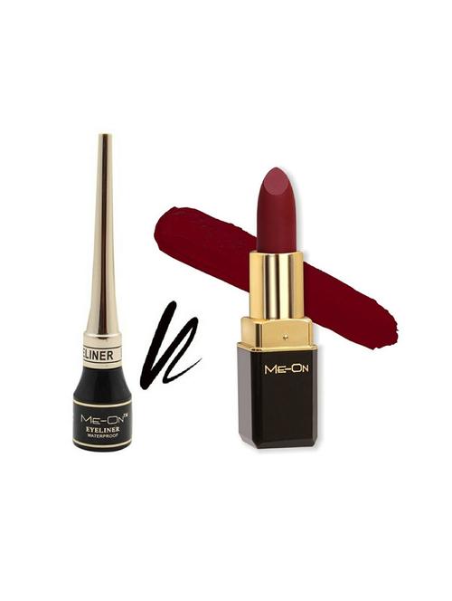 me-on pack of black tip eyeliner and 8h longlasting color addict hd matte lipstick shade#6 - 18052825 - Very Small Image - 1