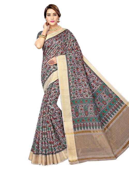 floral chanderi saree with blouse - 18052953 - Very Small Image - 1