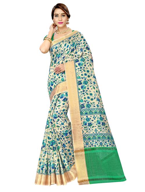 floral chanderi saree with blouse - 18052954 - Very Small Image - 1