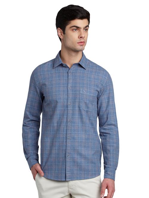 blue checkered casual shirt - 18053119 - Very Small Image - 1