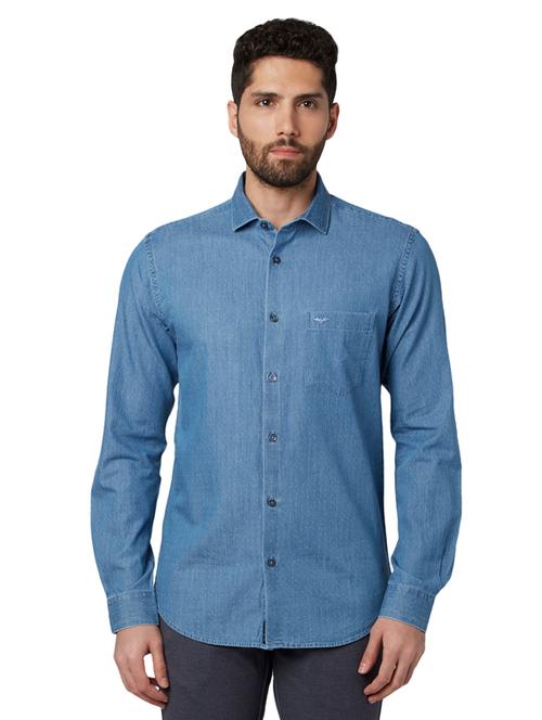 blue self design casual shirt - 18053148 - Very Small Image - 1