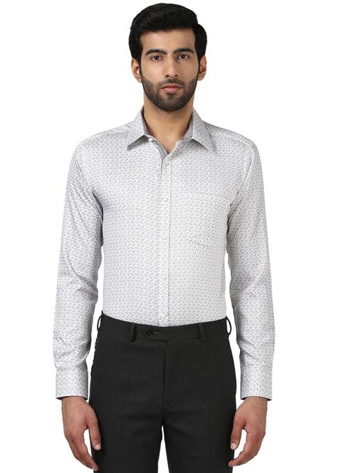 white printed formal shirt - 18053337 - Very Small Image - 1