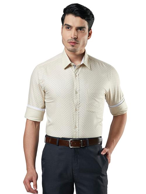beige printed formal shirt - 18053350 - Very Small Image - 1