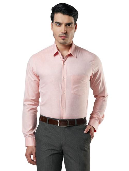 peach solid formal shirt - 18053351 - Very Small Image - 1