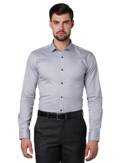 grey solid formal shirt - 18053366 - Very Small Image - 1